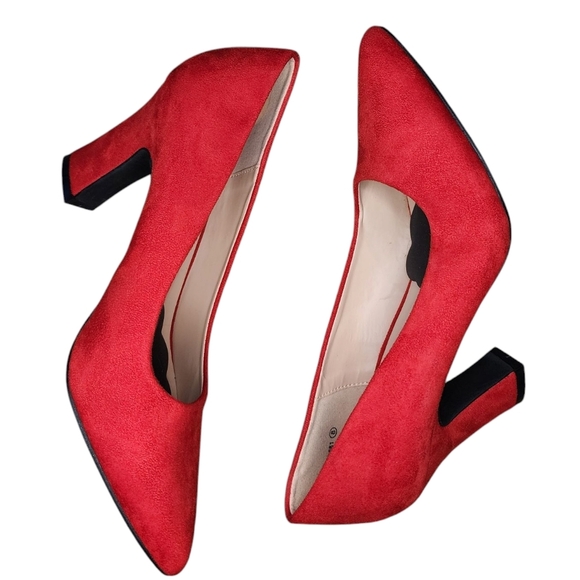 hhtcal Shoes - HHTCAL red heels, chunky block heel, pointy toe